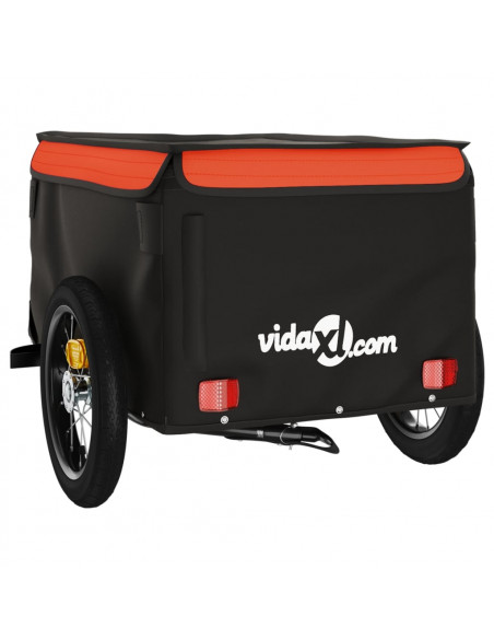 Rimorchio da Bici Nero e Arancione 30 kg in Ferro