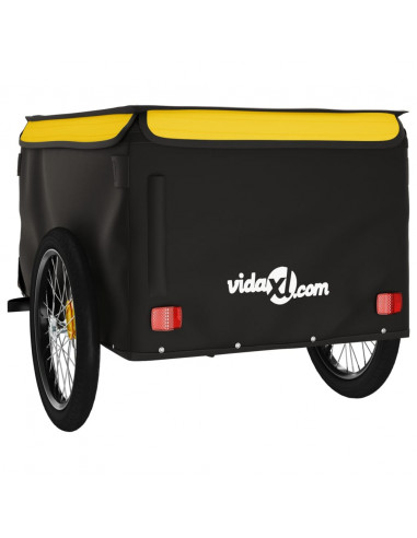 Rimorchio da Bici Nero e Giallo 45 kg in Ferro