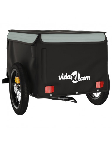 Rimorchio da Bici Nero e Grigio 30 kg in Ferro