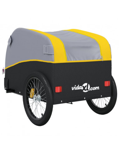 Rimorchio da Bici Nero e Giallo 45 kg in Ferro