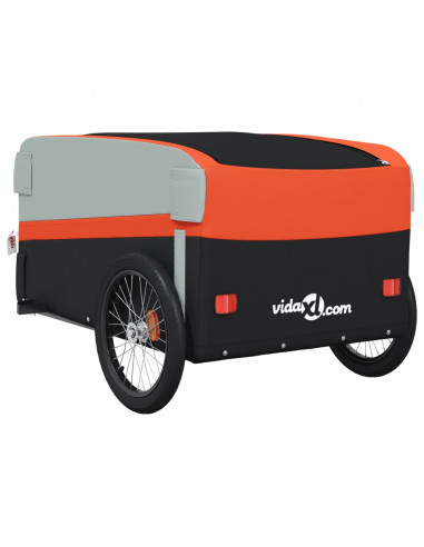 Rimorchio da Bici Nero e Arancione 45 kg in Ferro