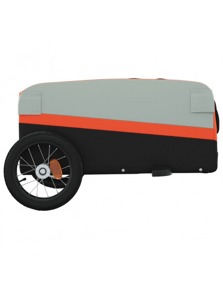 Rimorchio da Bici Nero e Arancione 30 kg in Ferro