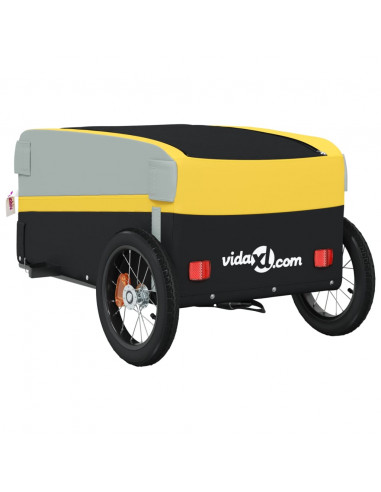 Rimorchio da Bici Nero e Giallo 30 kg in Ferro