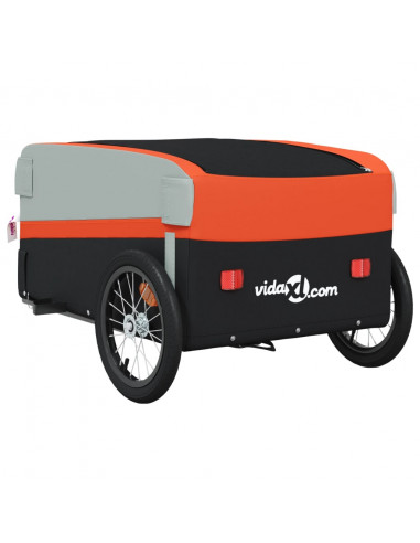 Rimorchio da Bici Nero e Arancione 45 kg in Ferro