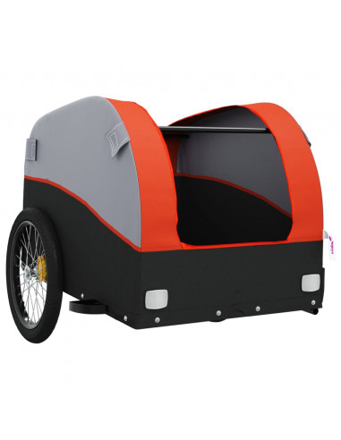 Rimorchio da Bici Nero e Arancione 30 kg in Ferro