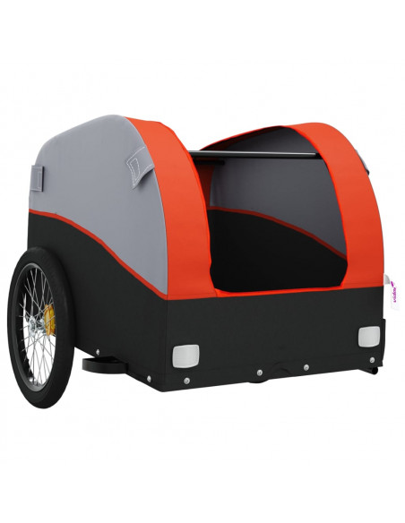 Rimorchio da Bici Nero e Arancione 30 kg in Ferro