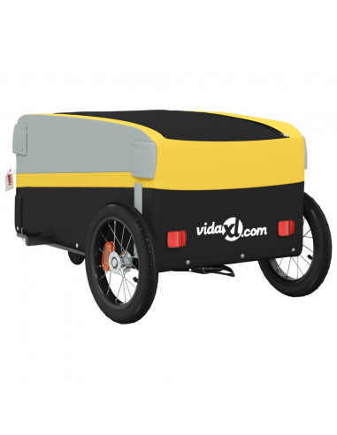 Rimorchio da Bici Nero e Giallo 30 kg in Ferro