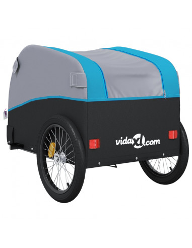 Rimorchio da Bici Nero e Blu 30 kg in Ferro