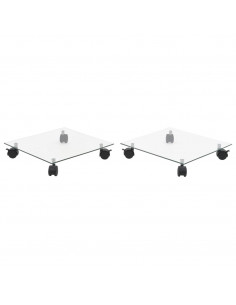 Pedane su Ruote per Piante 2pz Vetro Temperato 35x35cm Quadrato 2