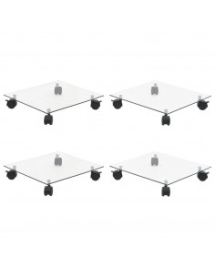 Carrelli Porta Piante 4 pz 35x35 cm Vetro Temperato Quadrati 2