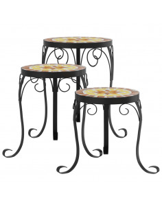 Supporti per Piante 3 pz Terracotta e Bianco in Ceramica 2