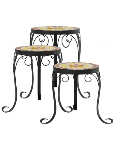 Supporti per Piante 3 pz Terracotta e Bianco in Ceramica