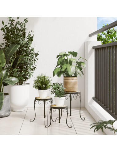 Supporti per Piante 3 pz Terracotta e Bianco in Ceramica