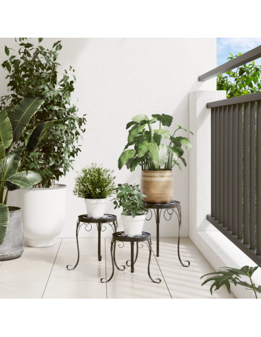 Supporti per Piante 3 pz Nero e Bianco in Ceramica