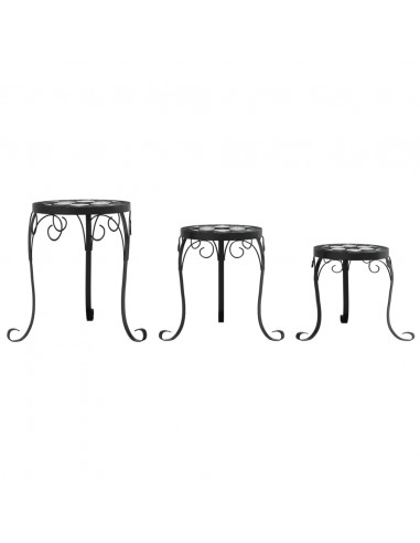 Supporti per Piante 3 pz Nero e Bianco in Ceramica