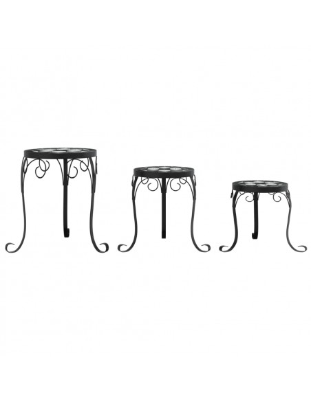 Supporti per Piante 3 pz Nero e Bianco in Ceramica