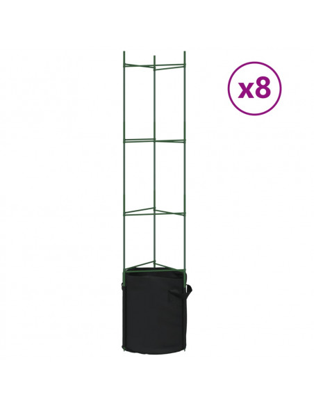 Sostegni Pomodori con Sacchetti Piante 8pz 154 cm Acciaio e PP