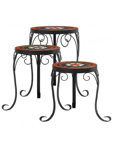 Supporti per Piante 3 pz Terracotta e Bianco in Ceramica