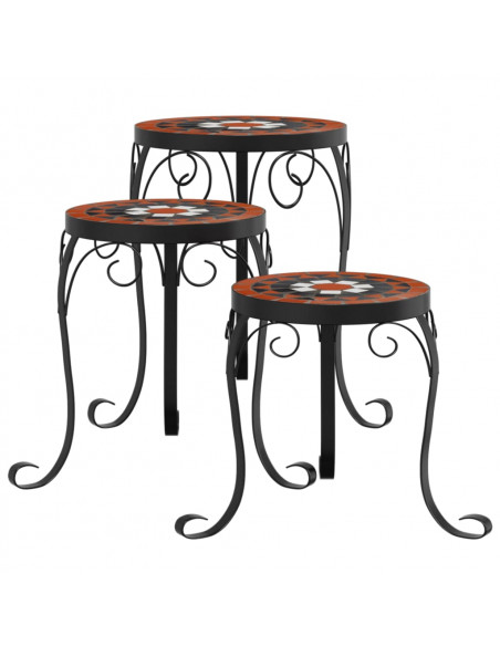 Supporti per Piante 3 pz Terracotta e Bianco in Ceramica