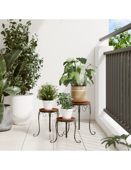 Supporti per Piante 3 pz Terracotta e Bianco in Ceramica