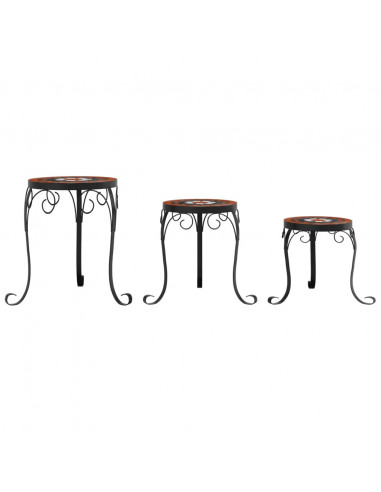 Supporti per Piante 3 pz Terracotta e Bianco in Ceramica