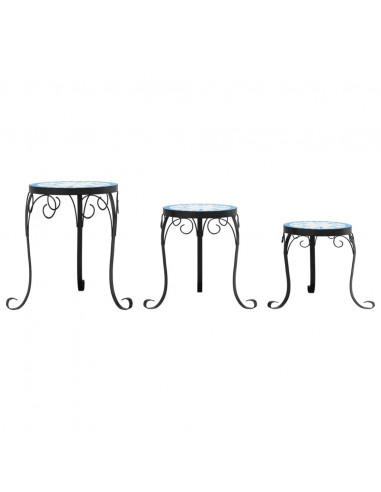 Supporti per Piante 3 pz Blu e Bianco in Ceramica