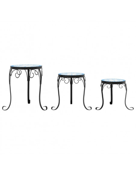 Supporti per Piante 3 pz Blu e Bianco in Ceramica