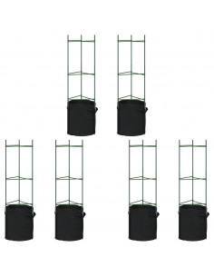 Sostegni Pomodori con Sacchetti Piante 6pz 116 cm Acciaio e PP 2