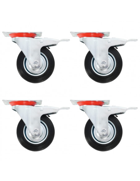 Ruote Girevoli con Doppio Freno 4 pz 100 mm