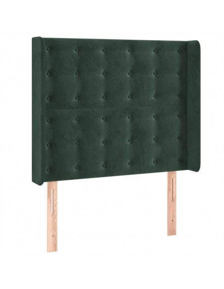 Testiera ad Orecchio Verde Scuro 103x16x118/128cm in Velluto