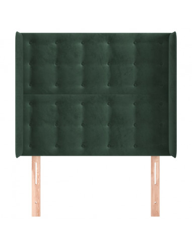 Testiera ad Orecchio Verde Scuro 103x16x118/128cm in Velluto