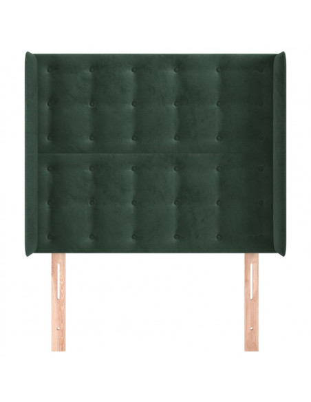 Testiera ad Orecchio Verde Scuro 103x16x118/128cm in Velluto