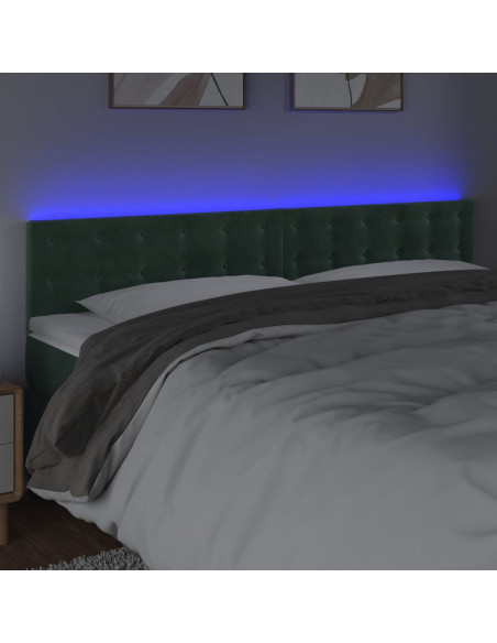 Testiera a LED Verde Scuro 200x5x78/88 cm in Velluto