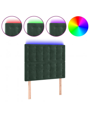 Testiera a LED Verde Scuro 100x5x118/128cm in Velluto