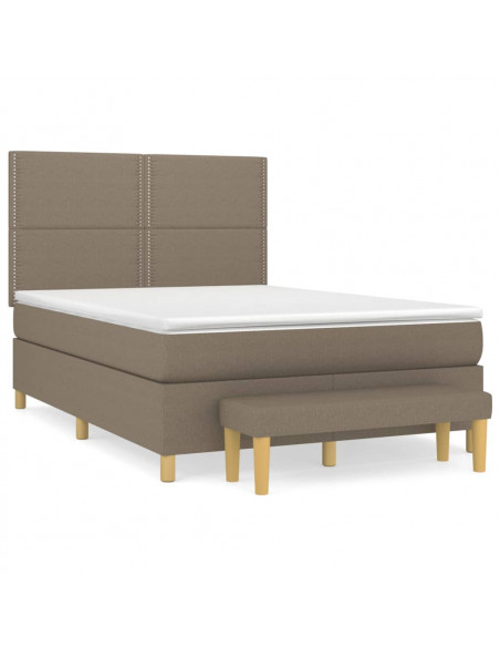 Giroletto a Molle con Materasso Tortora 140x190 cm in Tessuto