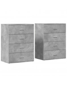 Credenze 2 pz Grigio Cemento 60x39x80 cm in Legno Multistrato 2