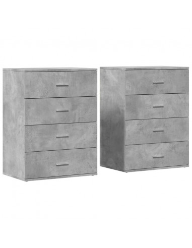 Credenze 2 pz Grigio Cemento 60x39x80 cm in Legno Multistrato