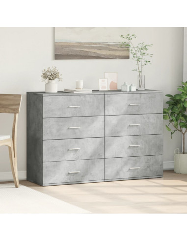 Credenze 2 pz Grigio Cemento 60x39x80 cm in Legno Multistrato