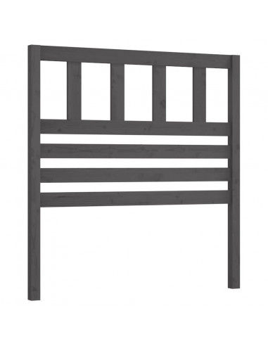 Testiera per Letto Grigia 96x4x100 cm in Legno Massello di Pino