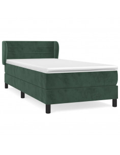 Giroletto a Molle con Materasso Verde Scuro 100x200 cm Velluto 2