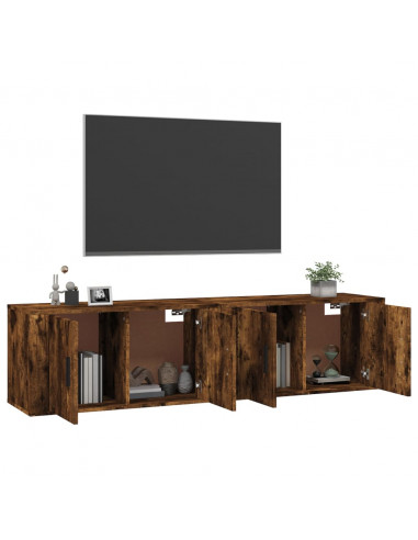 Mobili Porta TV a Parete 2 pz Rovere Fumo 80x34,5x40 cm