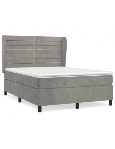 Giroletto a Molle con Materasso Grigio Chiaro 140x200cm Velluto