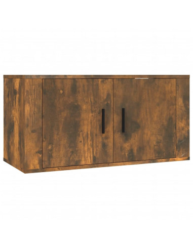 Mobili Porta TV a Parete 2 pz Rovere Fumo 80x34,5x40 cm