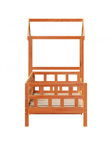 Dormeuse con Tetto Marrone Cera 90x200 cm Legno Massello Pino