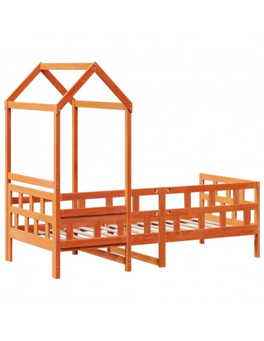 Dormeuse con Tetto Marrone Cera 90x200 cm Legno Massello Pino