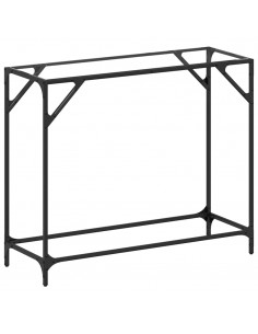 Tavolino Consolle Piano Vetro Trasparente 98x35x81cm in Acciaio 2