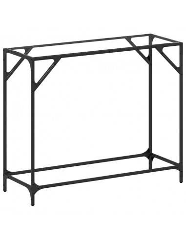 Tavolino Consolle Piano Vetro Trasparente 98x35x81cm in Acciaio