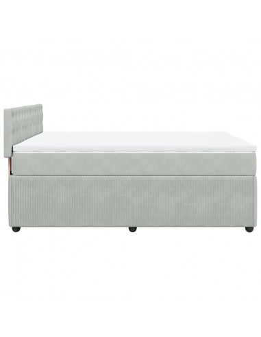 Giroletto a Molle con Materasso Grigio Chiaro 140x190cm Velluto