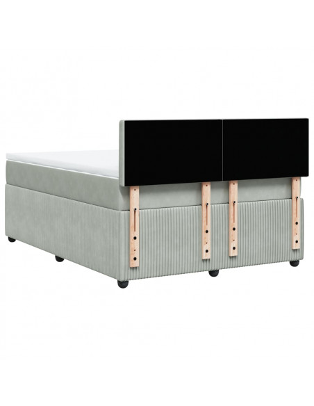 Giroletto a Molle con Materasso Grigio Chiaro 140x190cm Velluto