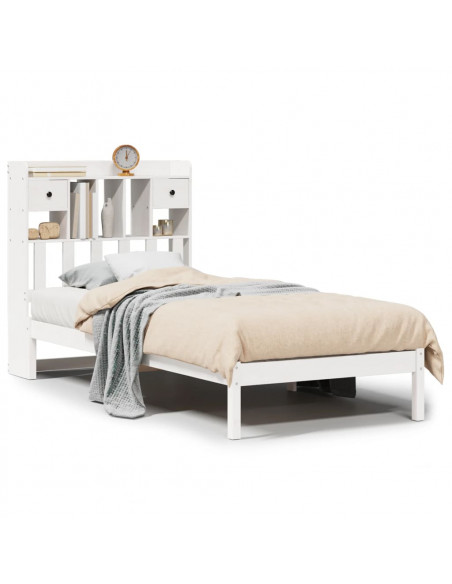 Letto con Libreria senza Materasso 75x190 cm in Legno Pino